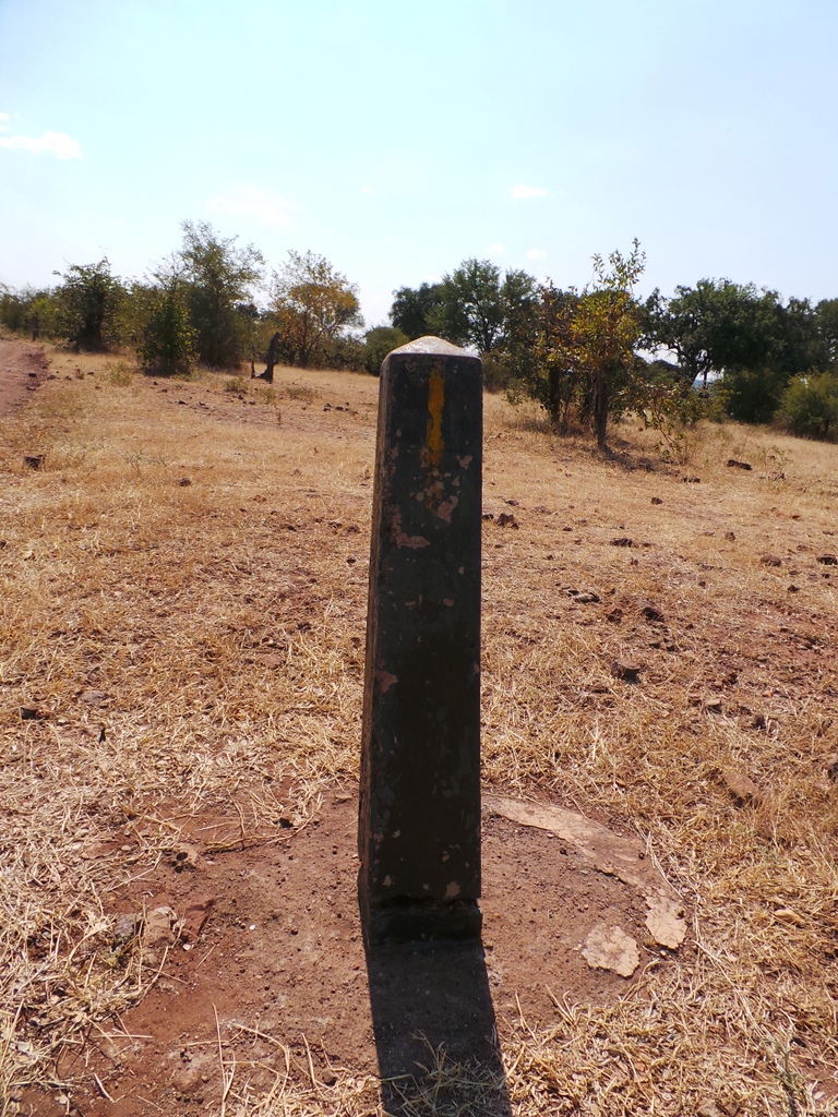 The camp marker that 2 years earlier had been hidden in long grass . I brushed against it and caused over R80 000 damage to my Disco !