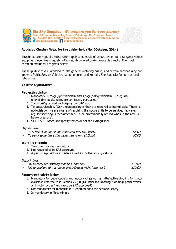 Big Sky - Roadside checks - Notes for the cubby hole (No. 9 Oct-14)-1.pdf1